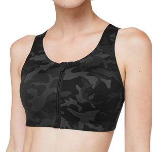 Lululemon Enlite Bra *Zip Front Sports Bra Running Incognito Camo Multi Grey 34E